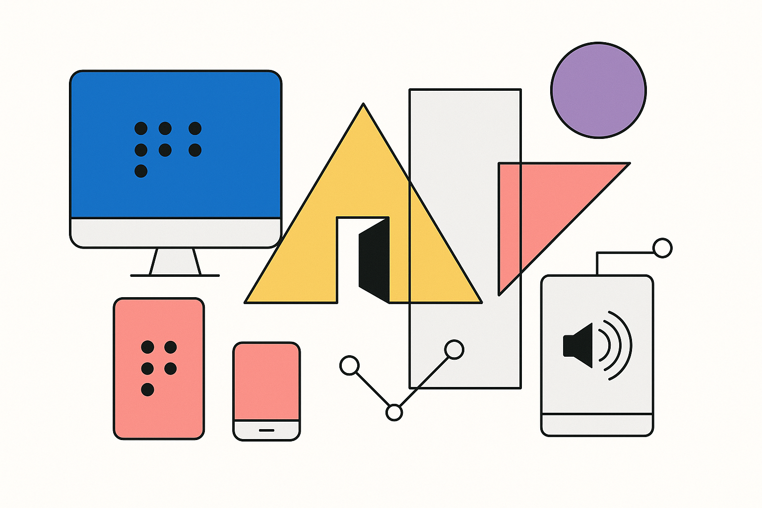 Insight illustration with geometric shapes and tech elements